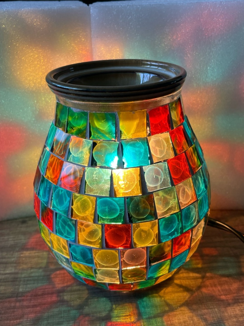 Mosaic Glass, Wax melt Warmer, Electric Oil Burner, Colorful